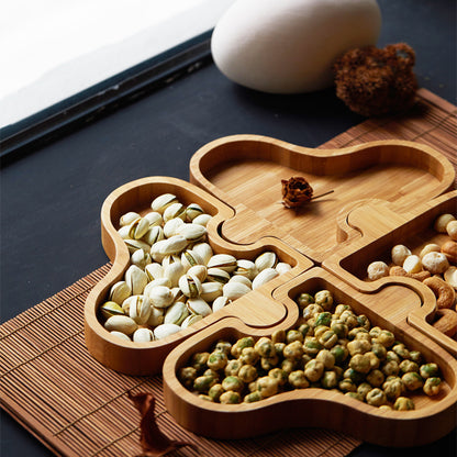 Flower And Wood Home Creative Puzzle Dry Fruit Snack Plate Fruit Plate Melon Seed Plate Japanese Multi-Functional Household Full Box Division
